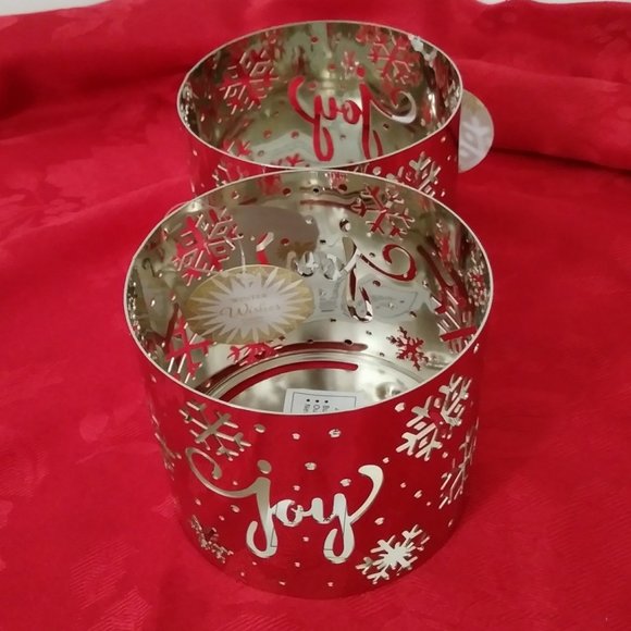 Candle Stand Winter Snowflakes and Joy 2 PK. Set - Picture 2 of 9
